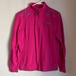 Vineyard Vines Vibrant Pink Pullover quarter zip whale sweatshirt women’s small